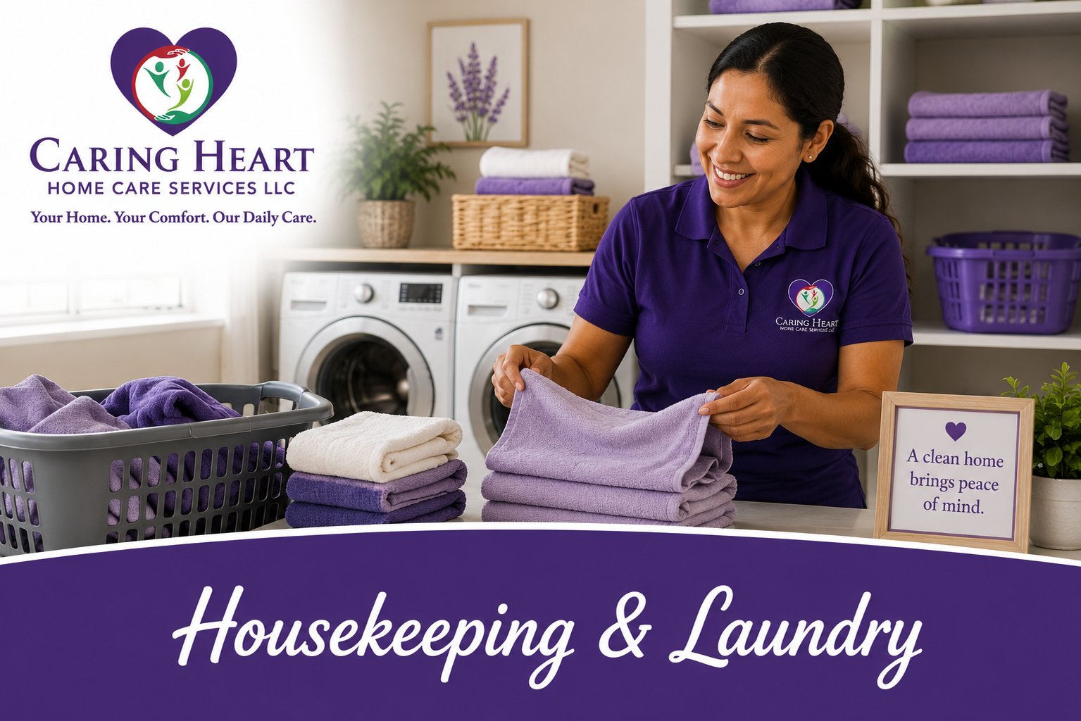Caring Heart caregiver providing light housekeeping & laundry in a St. Louis area home
